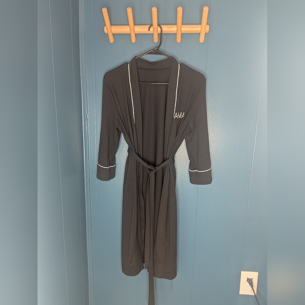 Black Women's Robe with White Trim